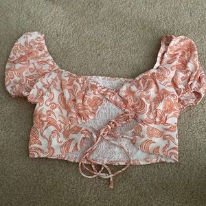 Shein Paisley Print Cutout Self-tie Crop Top